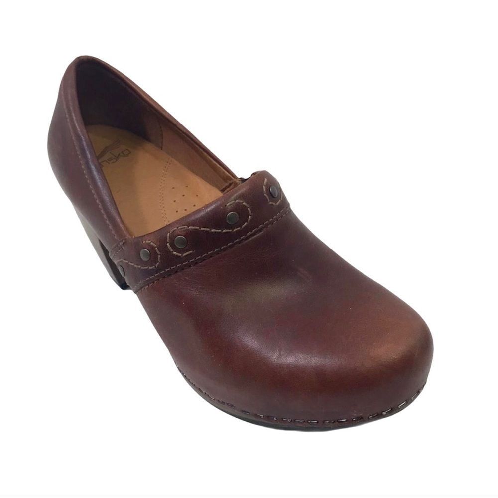 Dansko Brown Leather Clogs Size 10